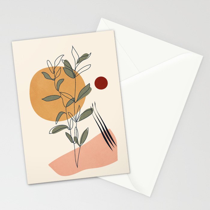 Minimal Line Young Leaves Stationery Card Gallery Image 2