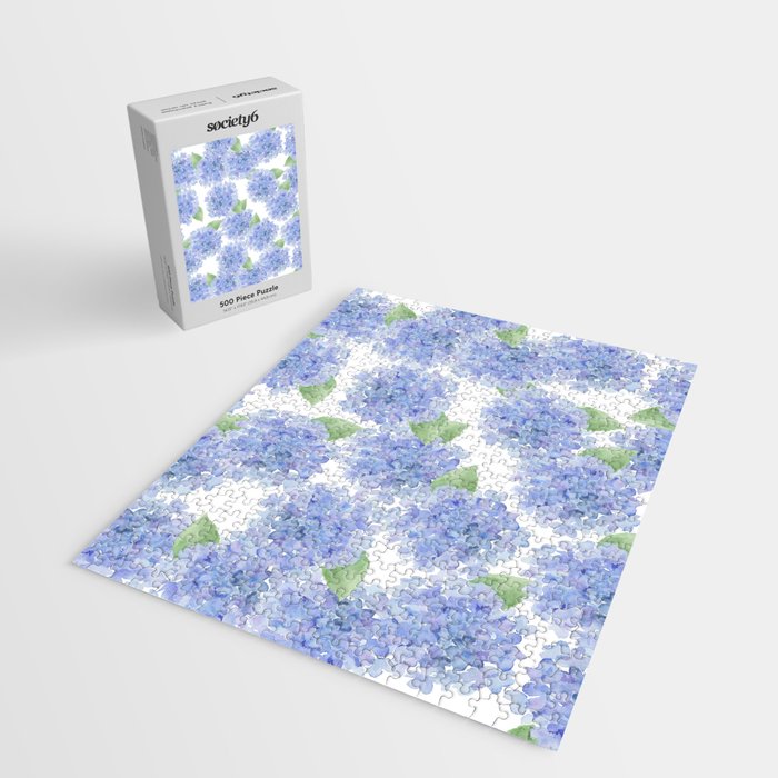Elegant lavender lilac watercolor hydrangea floral Jigsaw Puzzle Gallery Image 2