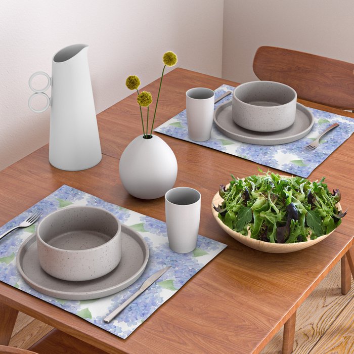 Elegant lavender lilac watercolor hydrangea floral Placemat Gallery Image 2