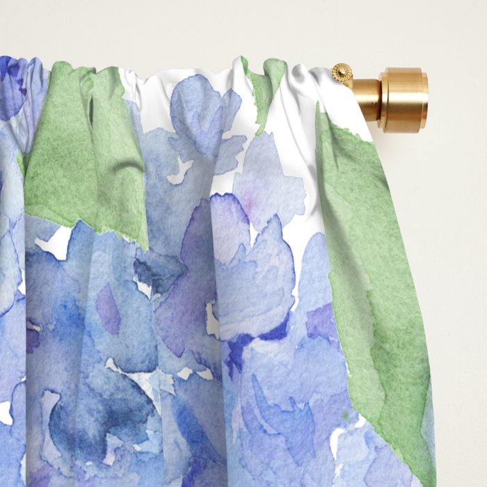 Elegant lavender lilac watercolor hydrangea floral Window Curtain Gallery Image 2
