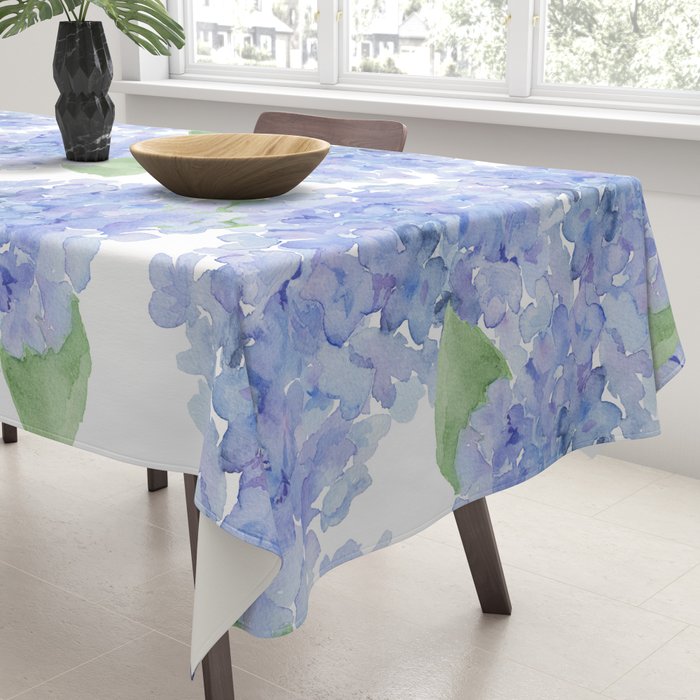 Elegant lavender lilac watercolor hydrangea floral Tablecloth Gallery Image 3