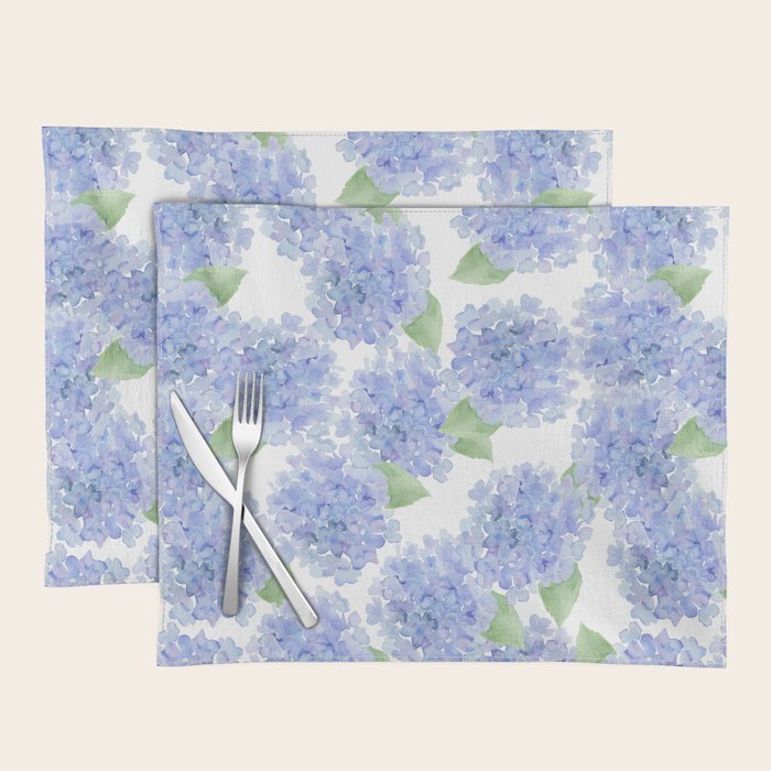Elegant lavender lilac watercolor hydrangea floral Placemat Gallery Image 1