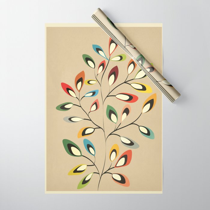 Mid-Century Abstract Branch 02 Wrapping Paper Gallery Image 1