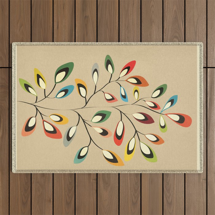 Mid-Century Abstract Branch 02 Outdoor Rug Gallery Image 1