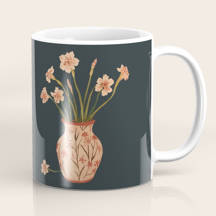 Blush Blooms in Painted Vase Coffee Mug Gallery Image 1