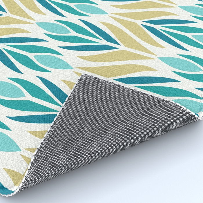 Mid Century Modern Abstract Floral Pattern in Turquoise Teal Aqua and Marigold Rug Gallery Image 4