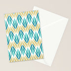 Mid Century Modern Abstract Floral Pattern in Turquoise Teal Aqua and Marigold Stationery Card Gallery Image 2