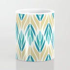 Mid Century Modern Abstract Floral Pattern in Turquoise Teal Aqua and Marigold Coffee Mug Gallery Image 4