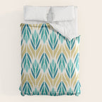 Mid Century Modern Abstract Floral Pattern in Turquoise Teal Aqua and Marigold Comforter Gallery Image 6