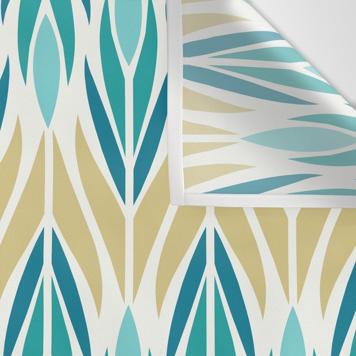 Mid Century Modern Abstract Floral Pattern in Turquoise Teal Aqua and Marigold Wall Tapestry Gallery Image 3