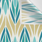 Mid Century Modern Abstract Floral Pattern in Turquoise Teal Aqua and Marigold Wall Tapestry Gallery Image 3