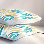 Mid Century Modern Abstract Floral Pattern in Turquoise Teal Aqua and Marigold Pillow Sham Gallery Image 3