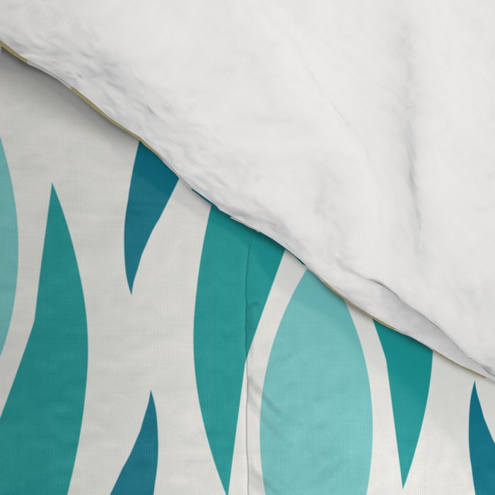 Mid Century Modern Abstract Floral Pattern in Turquoise Teal Aqua and Marigold Comforter Gallery Image 4