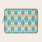 Mid Century Modern Abstract Floral Pattern in Turquoise Teal Aqua and Marigold Laptop Sleeve Gallery Image 1