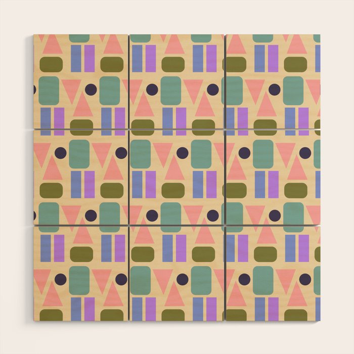 Mid-century Geometric Color Fun Wood Wall Art Gallery Image 1