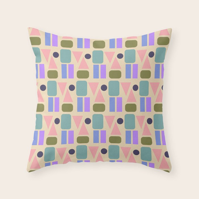 Mid-century Geometric Color Fun Throw Pillow Gallery Image 6