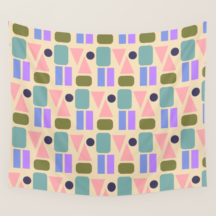 Mid-century Geometric Color Fun Wall Tapestry Gallery Image 1