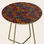 Dark Burgundy, Teal & Mustard Floral Side Table Gallery Image 2