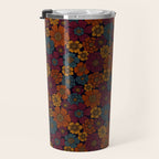 Dark Burgundy, Teal & Mustard Floral Travel Mug Gallery Image 3