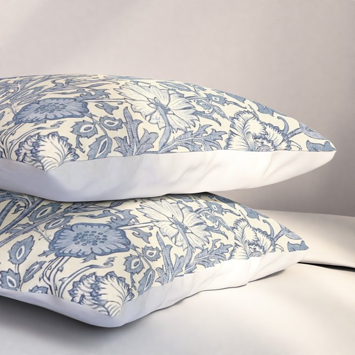 William Morris Pink and Rose China Blue Toile Pillow Sham Gallery Image 3