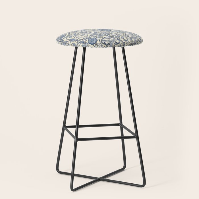 William Morris Pink and Rose China Blue Toile Stool Gallery Image 1
