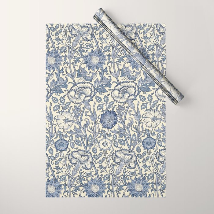 William Morris Pink and Rose China Blue Toile Wrapping Paper Gallery Image 1