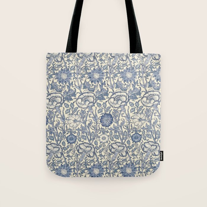 William Morris Pink and Rose China Blue Toile Tote Bag Gallery Image 1