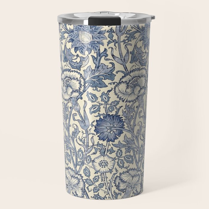 William Morris Pink and Rose China Blue Toile Travel Mug Gallery Image 1