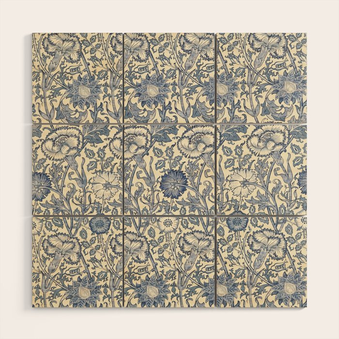 William Morris Pink and Rose China Blue Toile Wood Wall Art Gallery Image 1