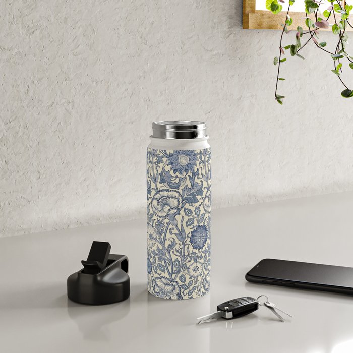 William Morris Pink and Rose China Blue Toile Water Bottle Gallery Image 4