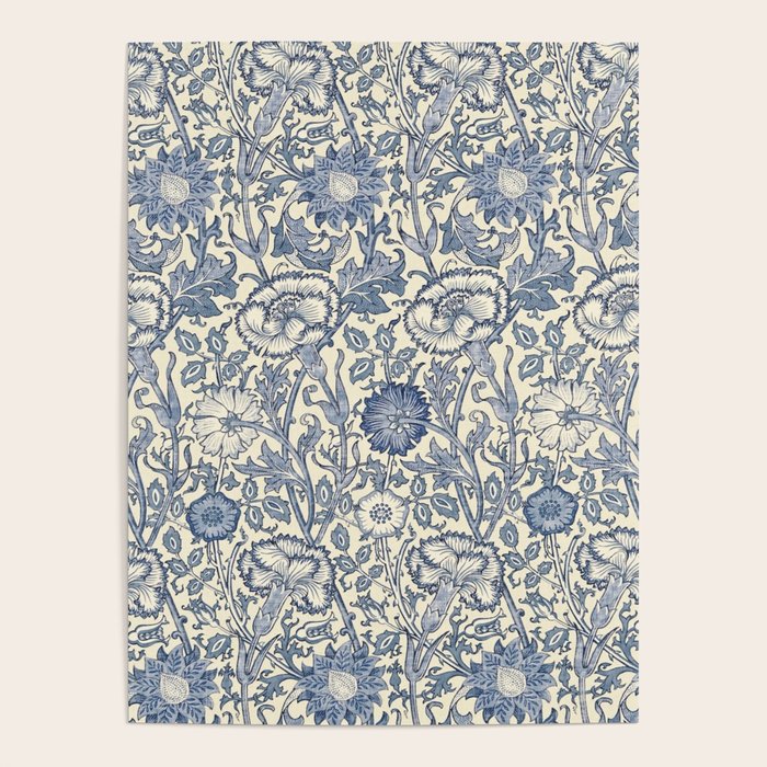 William Morris Pink and Rose China Blue Toile Poster Gallery Image 4