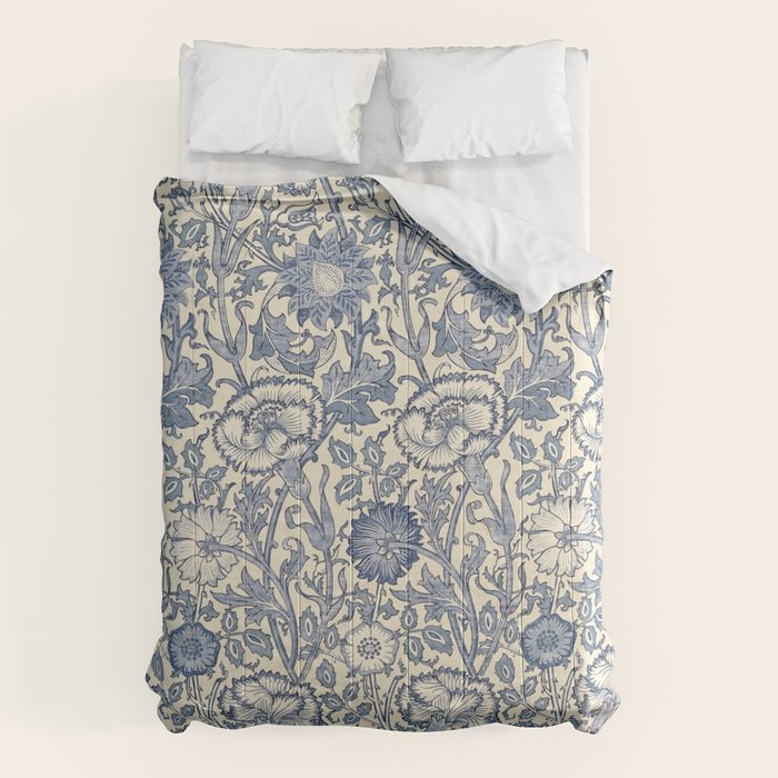 William Morris Pink and Rose China Blue Toile Comforter Gallery Image 1