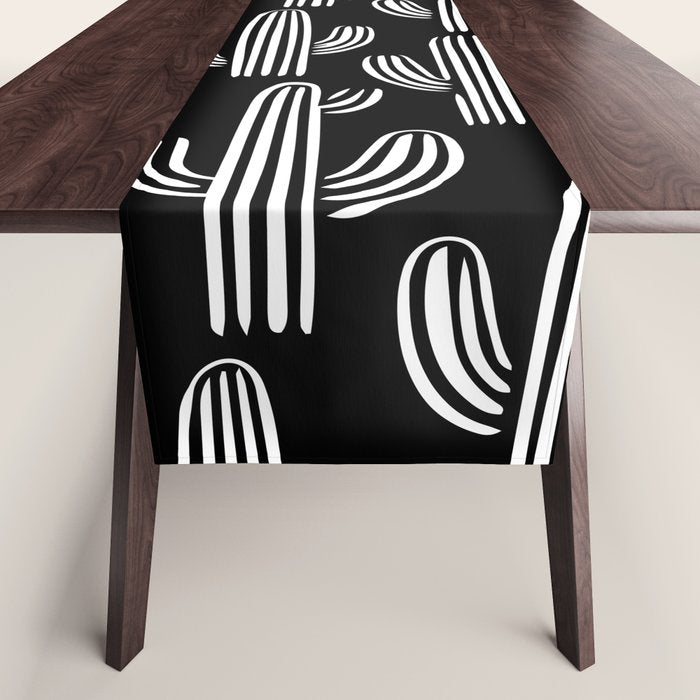 Cactus plant doodle art pattern Table Runner Gallery Image 1