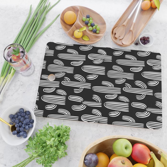 Cactus plant doodle art pattern Cutting Board Gallery Image 2
