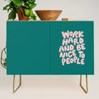 Work Hard and Be Nice to People in Green and Peach Pink Credenza Gallery Image 1
