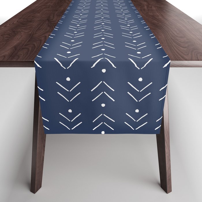 Arrow Lines Pattern in Navy Blue Table Runner Gallery Image 1