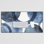 Mid Century Modern Abstract Shapes Navy Blue Desk Mat Gallery Image 1
