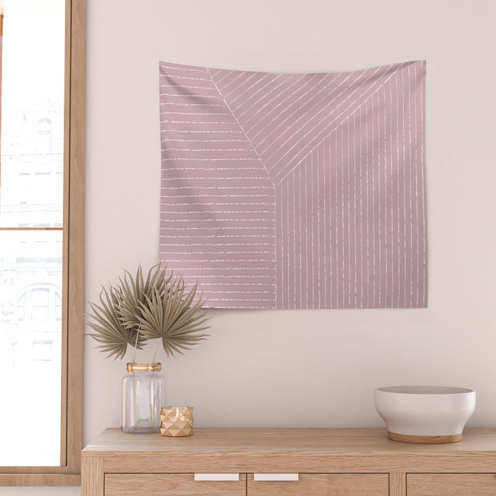 Lines (Dusty Lilac) Wall Tapestry Gallery Image 2
