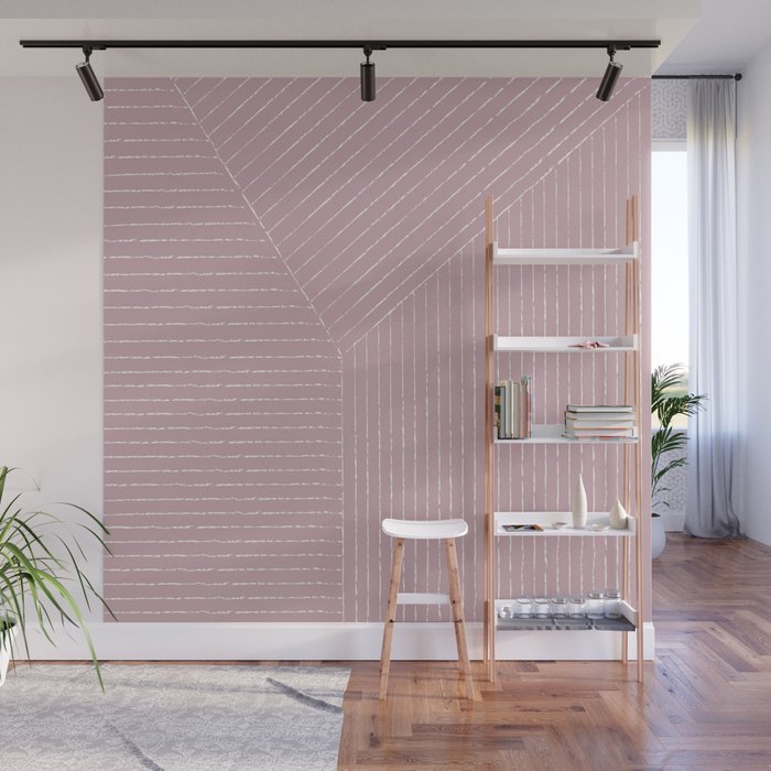Lines (Dusty Lilac) Wall Mural Gallery Image 1