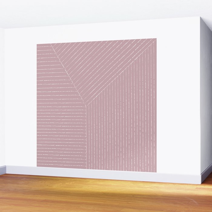 Lines (Dusty Lilac) Wall Mural Gallery Image 2