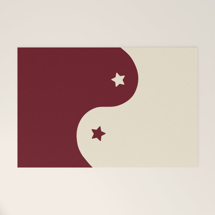 Smoke Cherry Yin Yang Stars Welcome Mat Gallery Image 1