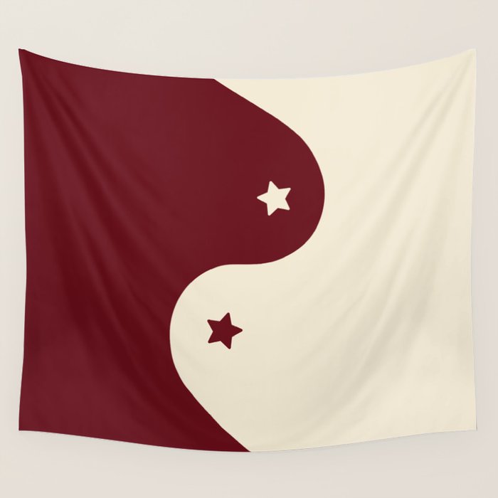 Smoke Cherry Yin Yang Stars Wall Tapestry Gallery Image 4