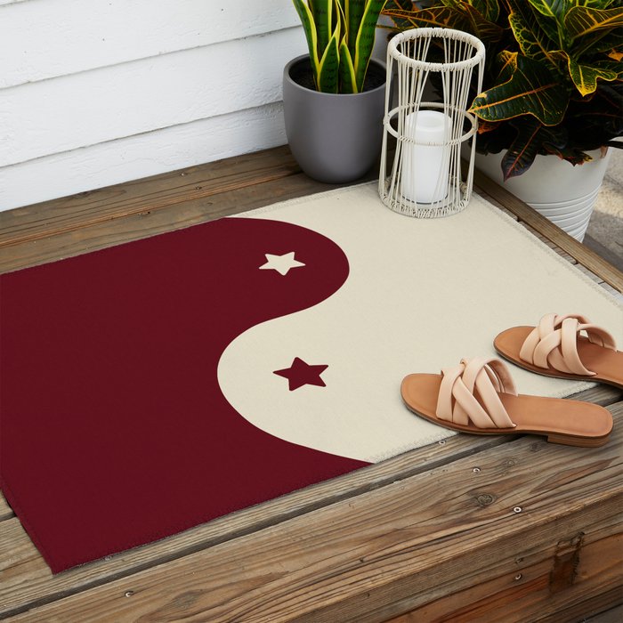 Smoke Cherry Yin Yang Stars Outdoor Rug Gallery Image 2