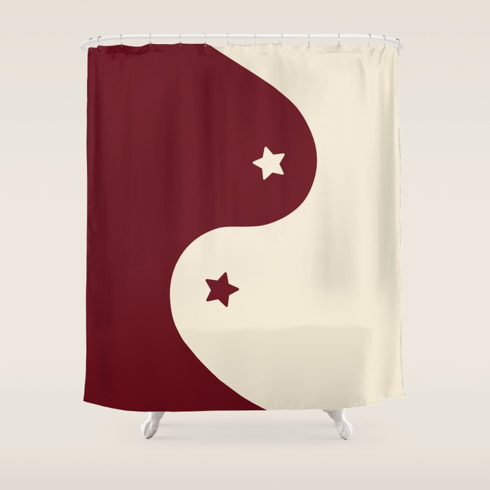 Smoke Cherry Yin Yang Stars Shower Curtain Gallery Image 1