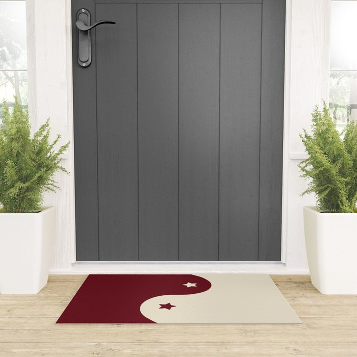 Smoke Cherry Yin Yang Stars Welcome Mat Gallery Image 3
