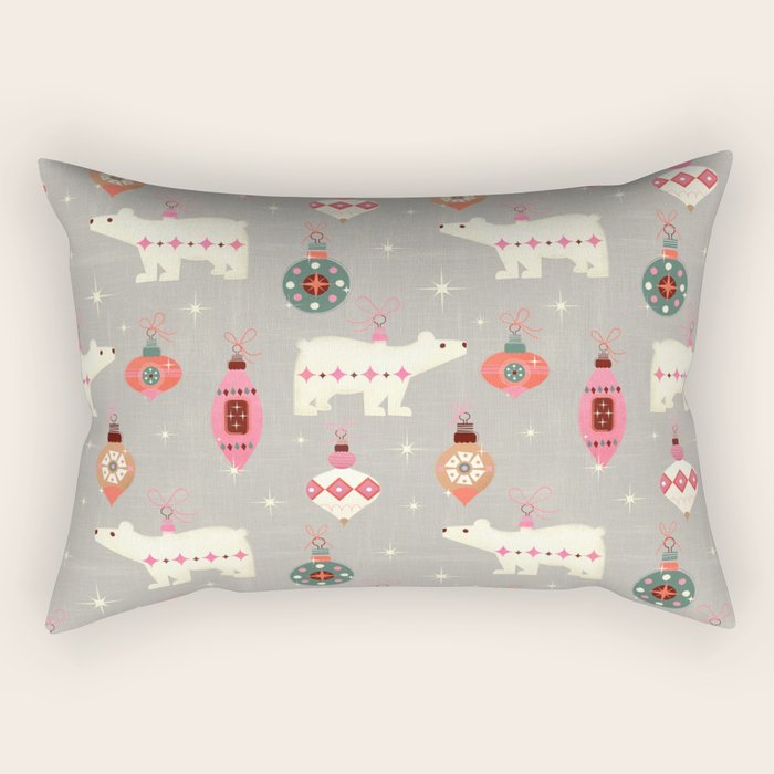 Festive Ornaments And Polar Bear Rectangular Pillow Gallery Image 2