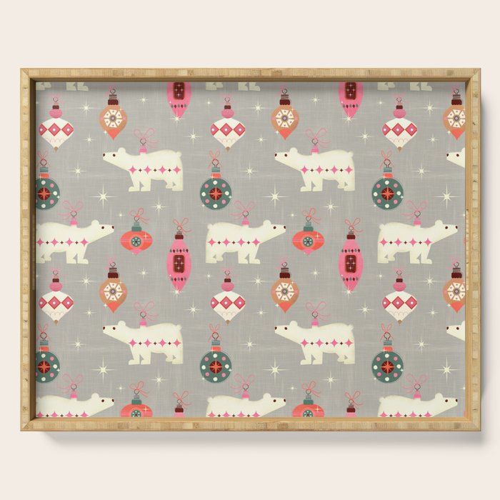 Festive Ornaments And Polar Bear Serving Tray Gallery Image 1