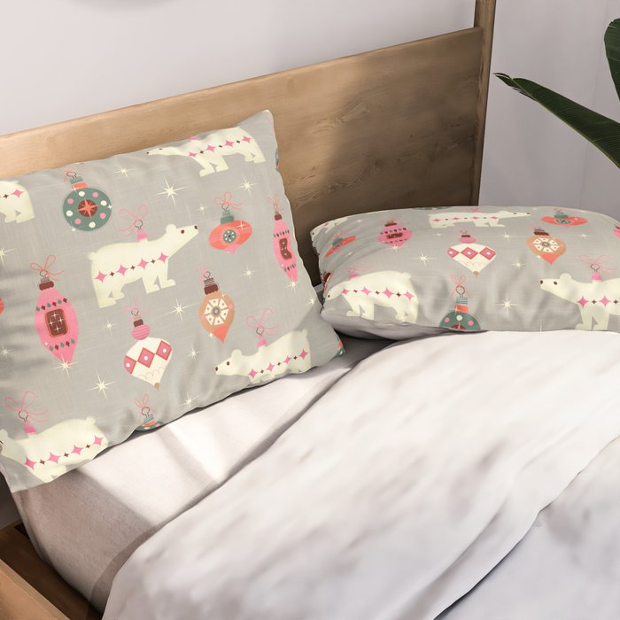 Festive Ornaments And Polar Bear Pillow Sham Gallery Image 2