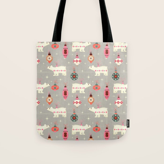 Festive Ornaments And Polar Bear Tote Bag Gallery Image 1