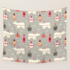 Festive Ornaments And Polar Bear Wall Tapestry Gallery Image 4